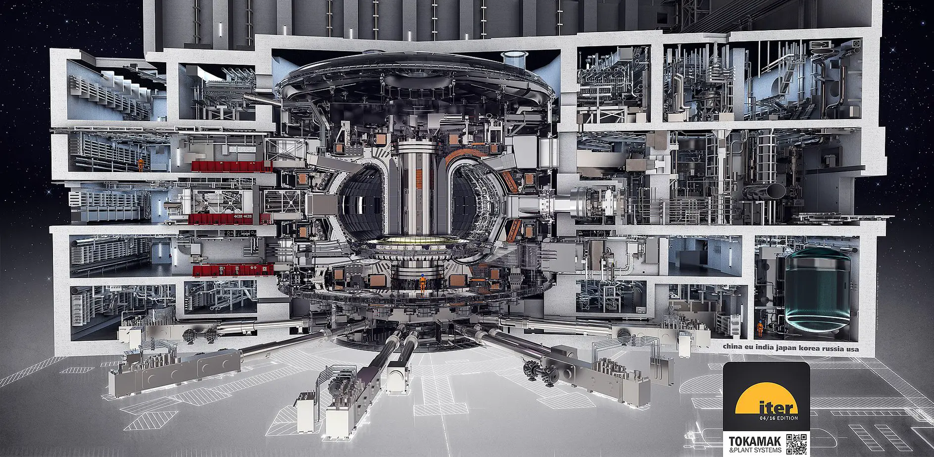 Drawing of the ITER tokamak and integrated plant systems