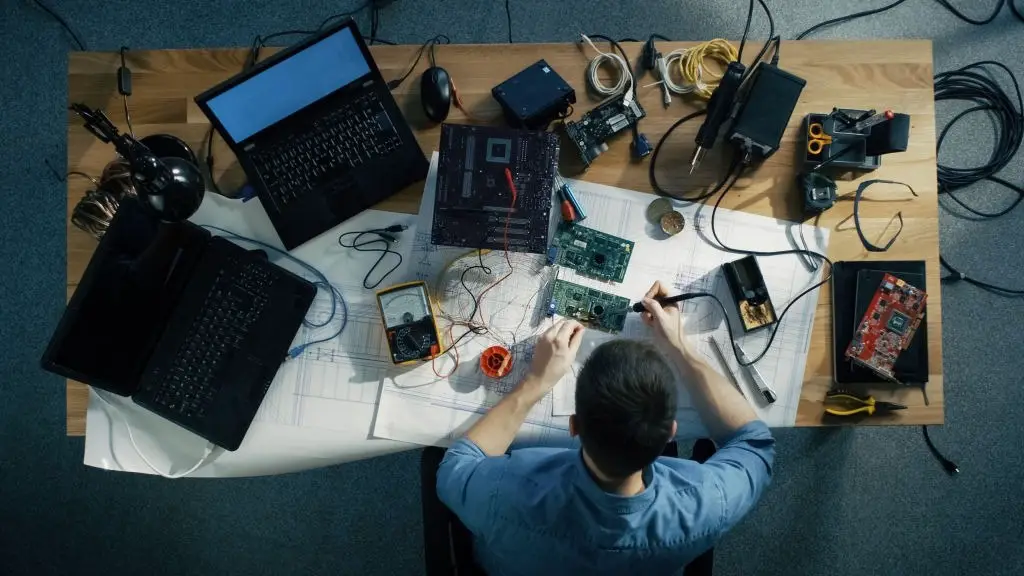 Engineer working on a circuit board