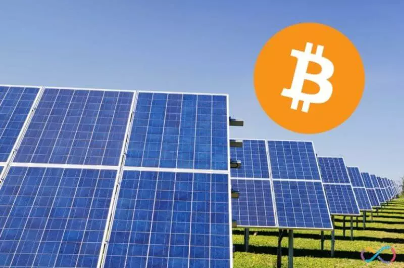 solar panels with bitcoin image