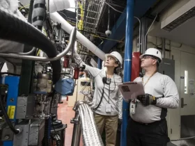 engineers looking at machinery